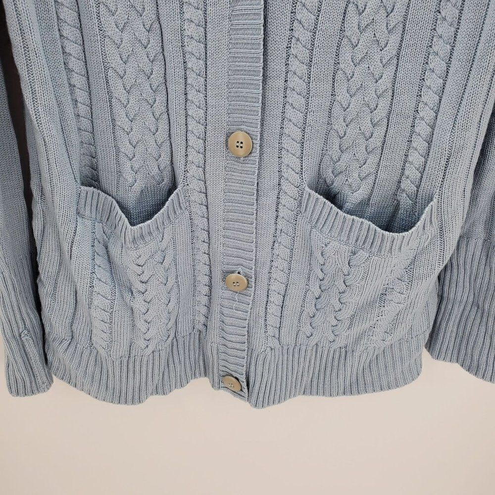Linda Allard Ellen Tracy Womens Cardigan Blue Button Pockets Wool Silk Size X - Picture 2 of 6